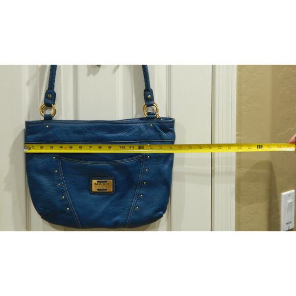 Maxx New York Signature Purse Handbag Blue Leather - Picture 8 of 10